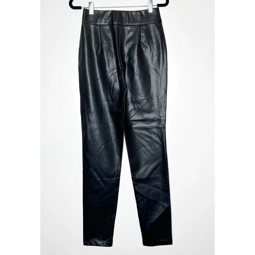 NWT Revolve Superdown Adonia Faux Leather Pants Zipper Fly Womens Black Size S - Picture 6 of 8